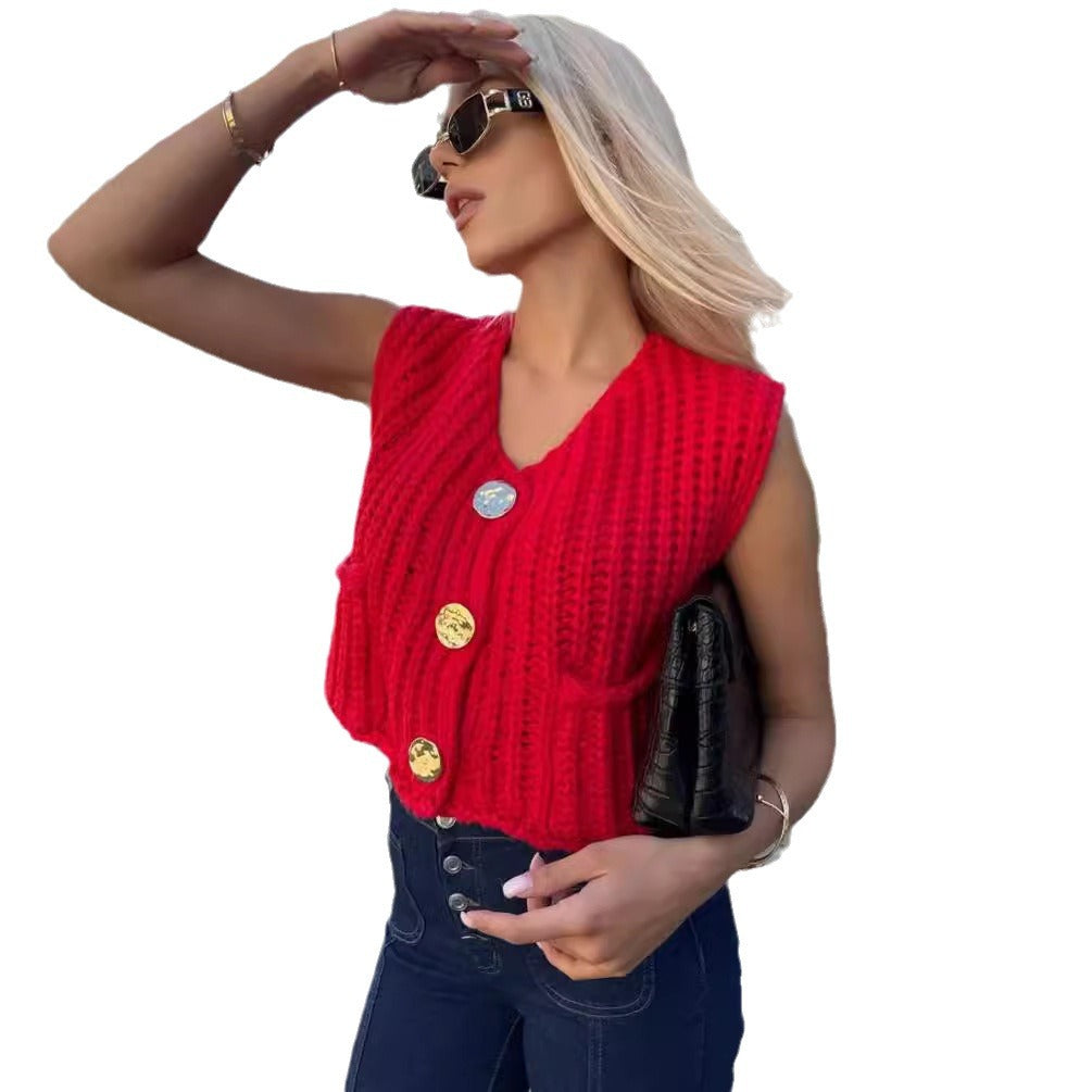 Damen Strickweste mit Taschen Heidi-Mode