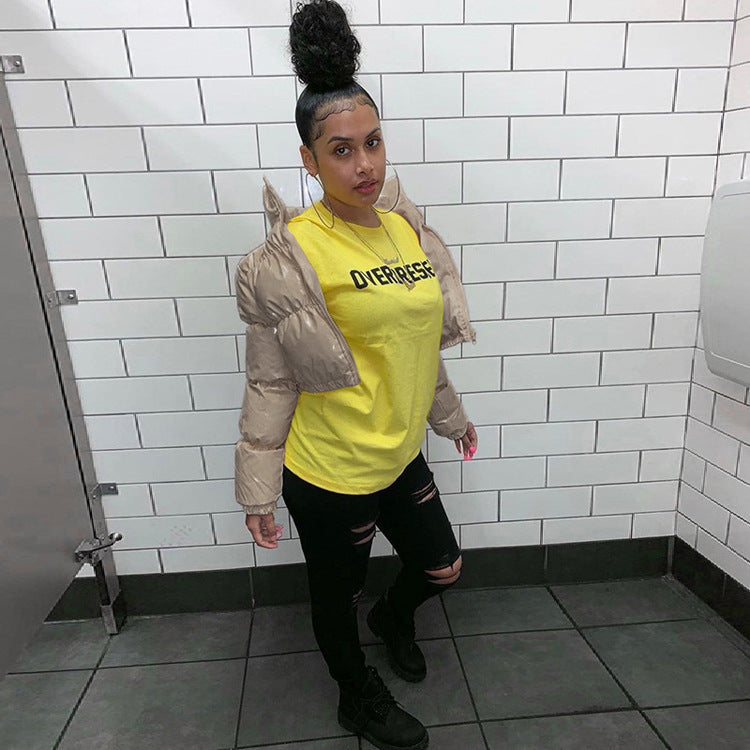 Damen modische kurze Steppjacke mit glänzendem Finish Heidi-Mode