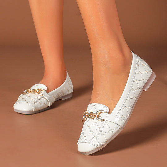 Damen Komfortable Ballerinas mit dekorativem Schnallenverschluss Heidi-Mode