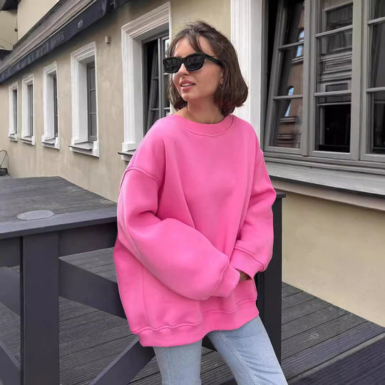 Damen Oversized Sweatshirt im lässigen Stil mit übergroßen Ärmeln und elastischen Bündchen Heidi-Mode