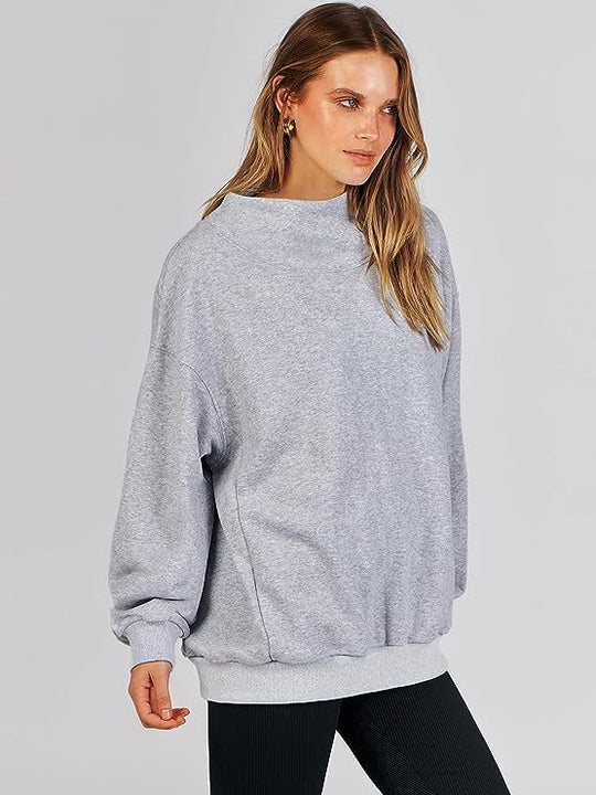 Damen lässiger Oversized Pullover mit schmalem Bund Heidi-Mode