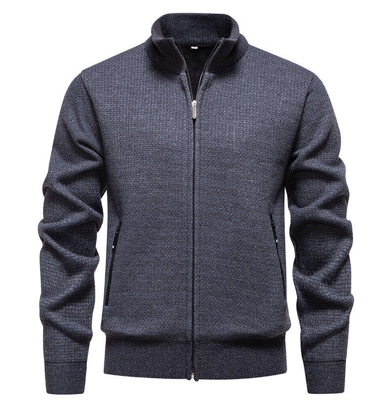 Herren Strickjacke mit modernem Zipper und seitlichen Reißverschlusstaschen Heidi-Mode