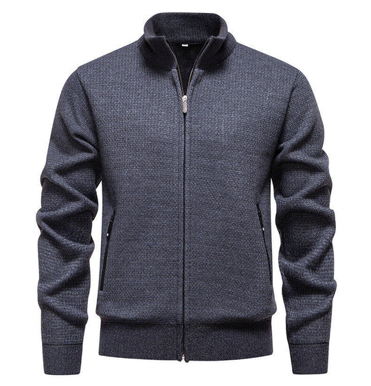 Herren Strickjacke mit modernem Zipper und seitlichen Reißverschlusstaschen Heidi-Mode