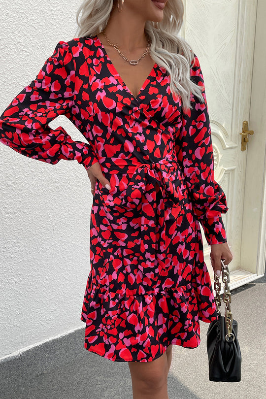 Damen Wickelkleid mit farbenfrohem Mustermix und Bleistiftrock Heidi-Mode