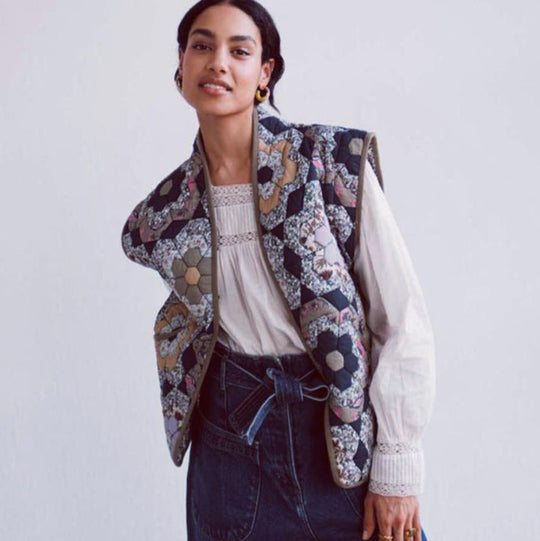 Damen Patchwork-Weste Heidi-Mode