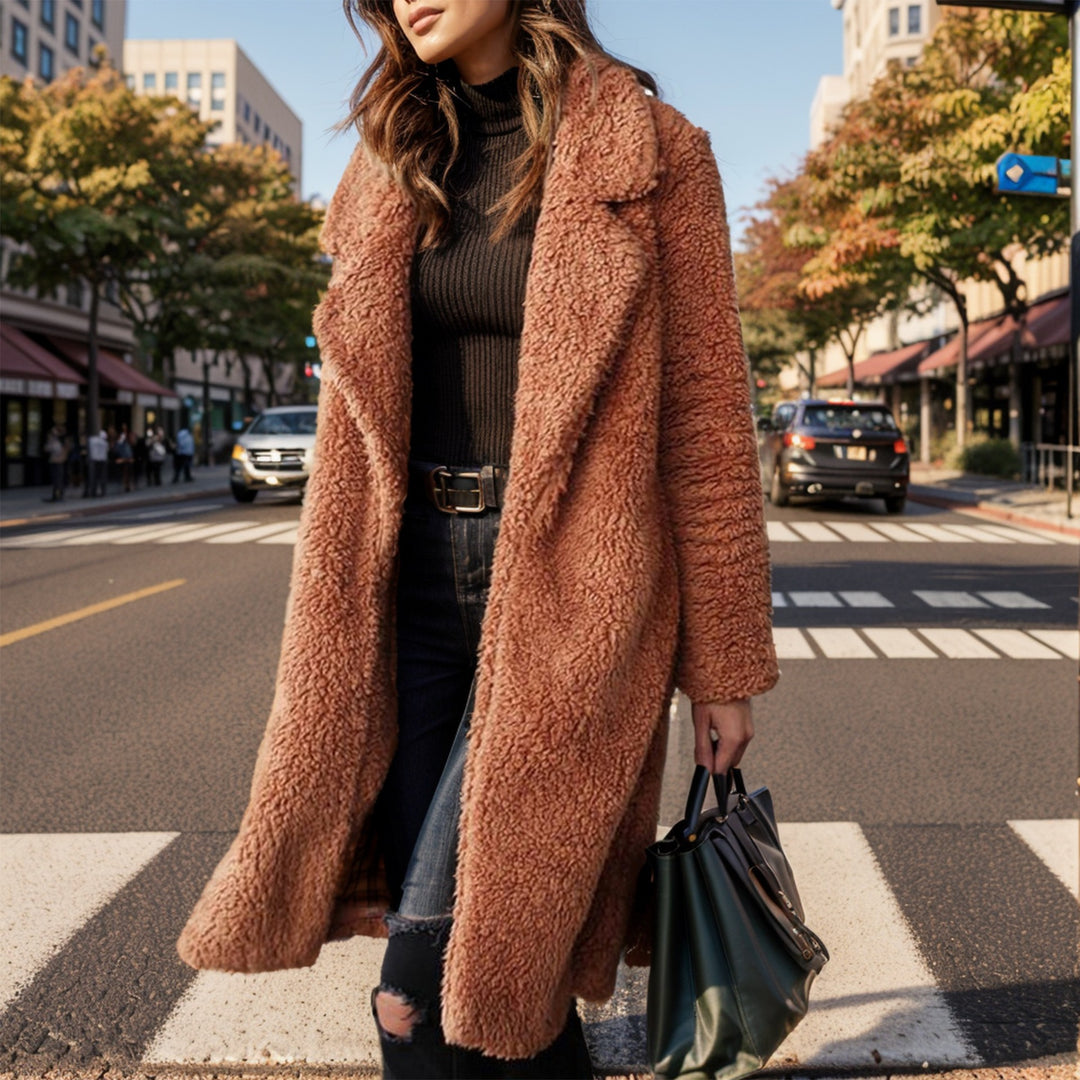 Damen kuscheliger Übergröße-Mantel mit Teddyfell Heidi-Mode