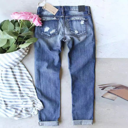 Damen Skinny Jeans mit auffälligen Totenkopf-Mustern Heidi-Mode