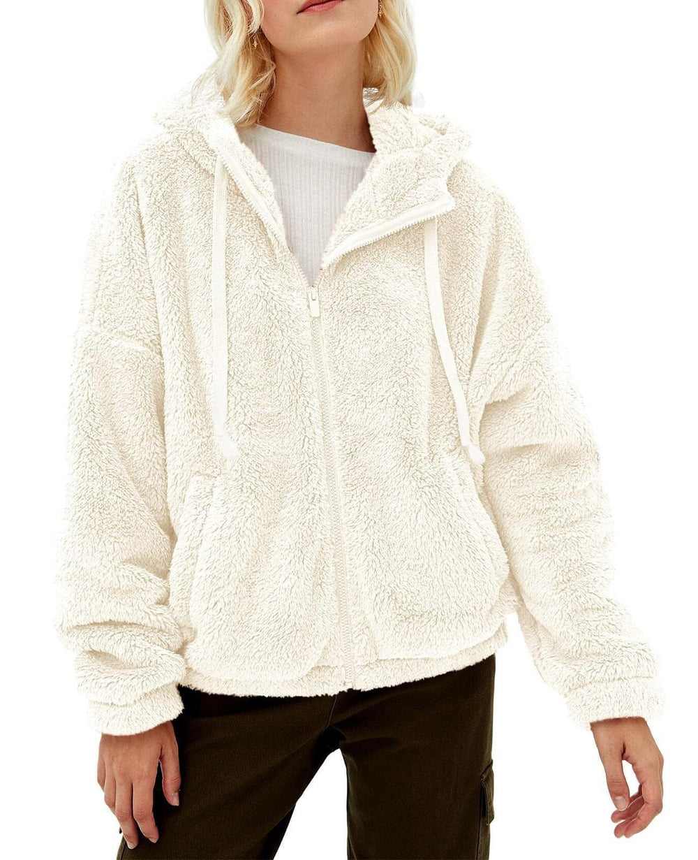 Damen lässige Fleecejacke mit Kängurutasche und Kapuze Heidi-Mode