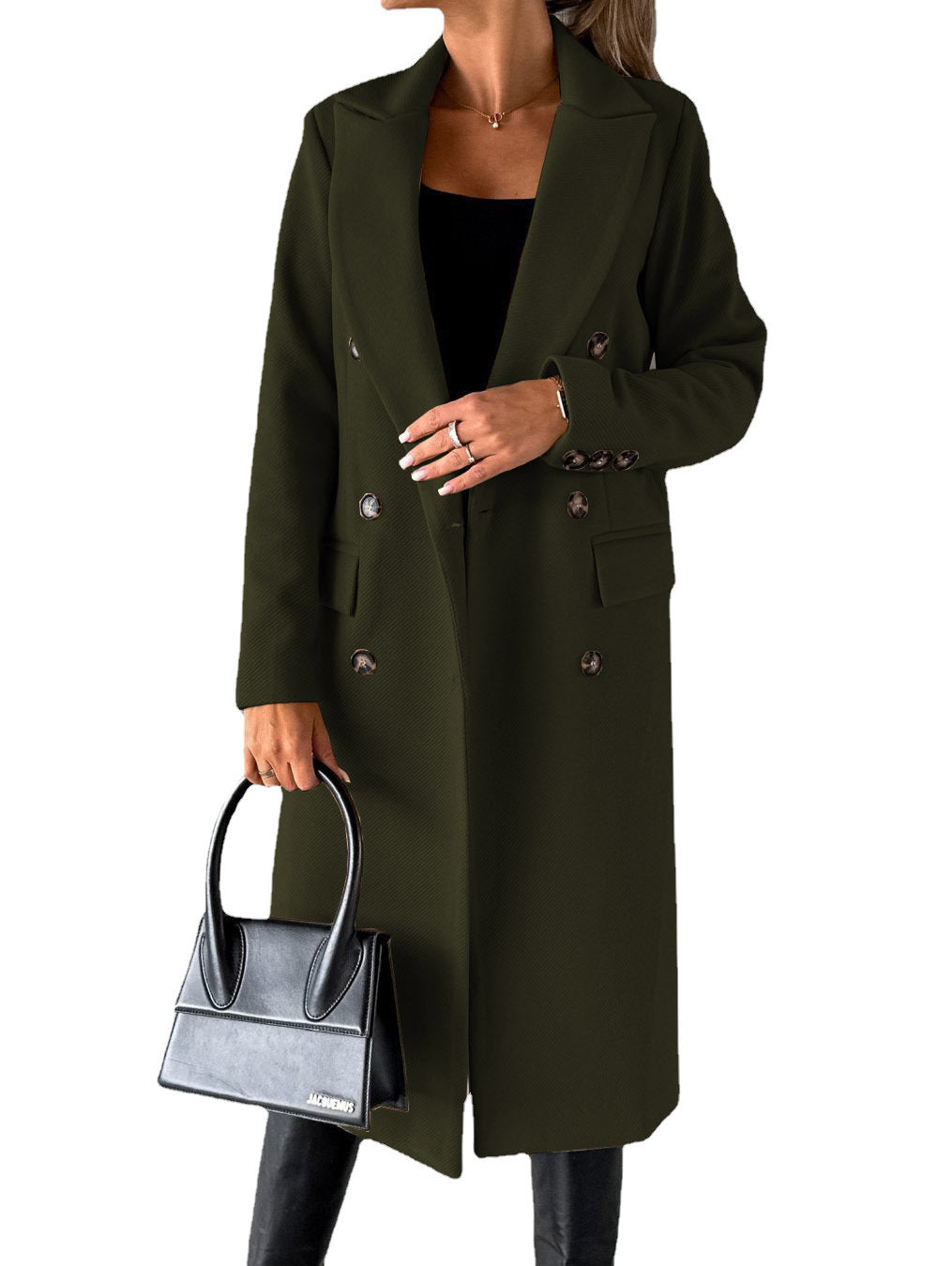 Damen Wintermantel im eleganten Schnitt mit doppelter Knopfreihe und tiefen Taschen Heidi-Mode