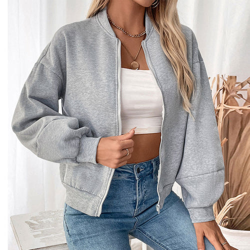 Damen lässige Sweatjacke mit voluminösen Ärmeln Heidi-Mode
