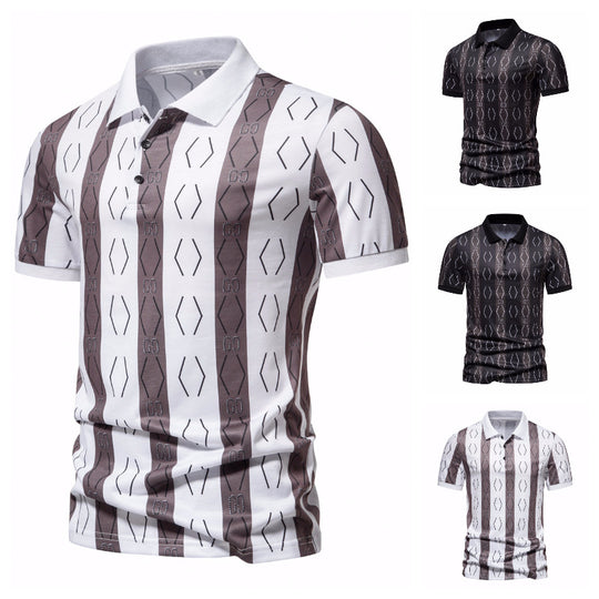 Herren Poloshirt mit einzigartigem grafischen Muster und modernem Kragen Heidi-Mode