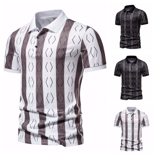 Herren Poloshirt mit einzigartigem grafischen Muster und modernem Kragen Heidi-Mode