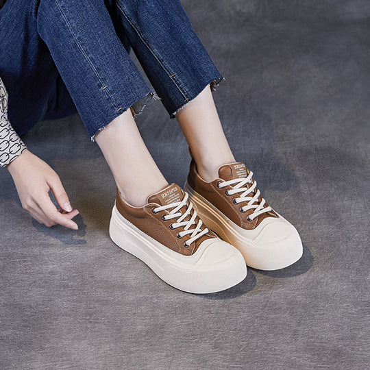 Damen Chunky Plateau Schnürsneaker mit strukturiertem Obermaterial Heidi-Mode