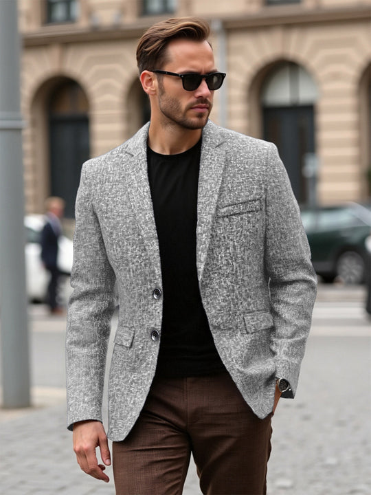 Herren eleganter strukturierten Blazer mit modernem Gewebe und stilvollen Details Heidi-Mode