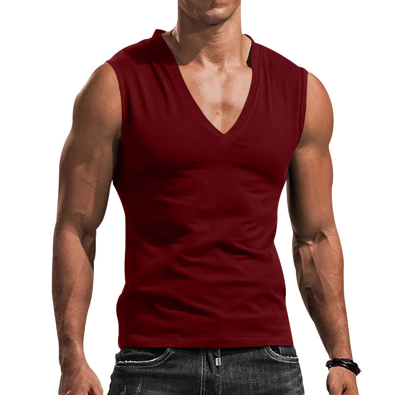Herren Ärmelloses Fitness-T-Shirt mit V-Ausschnitt aus atmungsaktivem Material Heidi-Mode