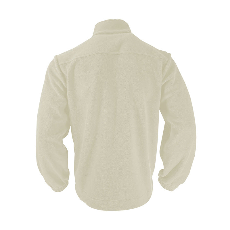 Herren Fleecejacke mit hochschließendem Kragen und Reißverschlusstaschen Heidi-Mode