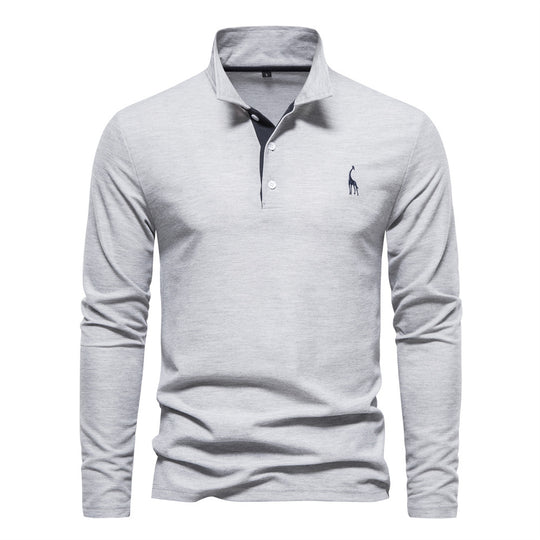 Herren Langarm Poloshirt mit modernem Kragen und atmungsaktiver Baumwollqualität Heidi-Mode