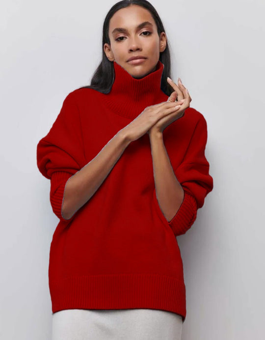 Damen Oversized Rollkragenpullover aus weichem Strick Heidi-Mode