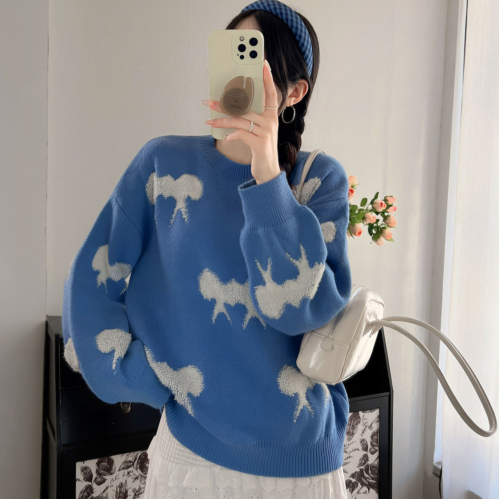 Damen kuscheliger Strickpullover mit verspieltem Muster Heidi-Mode