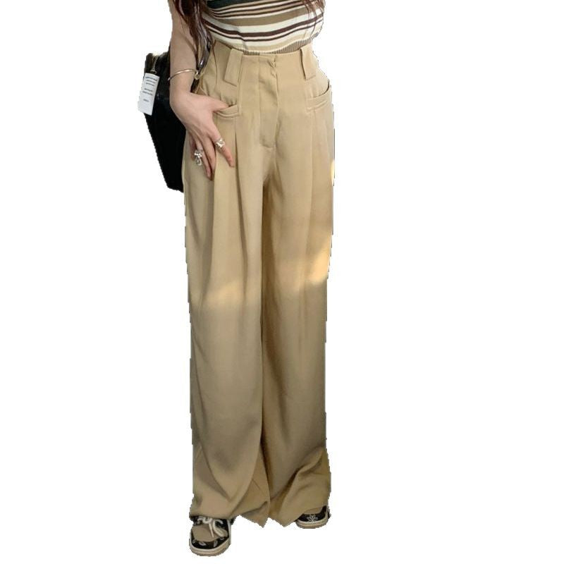 Damen weite Anzughose mit eleganten Falten und hohen Bund Heidi-Mode