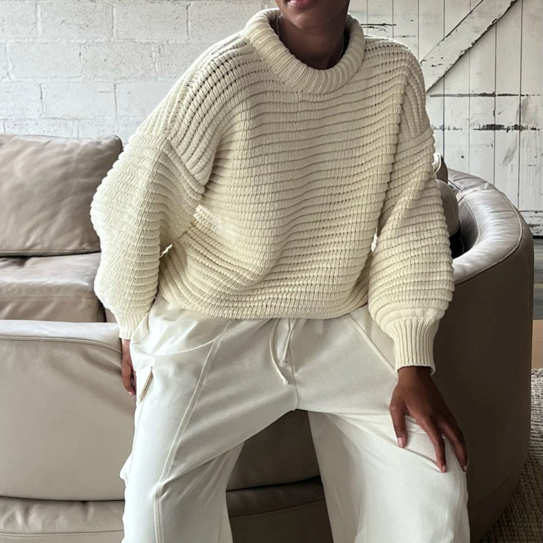 Damen lässiger Pullover im Strukturstrickdesign mit oversize Schnitt Heidi-Mode