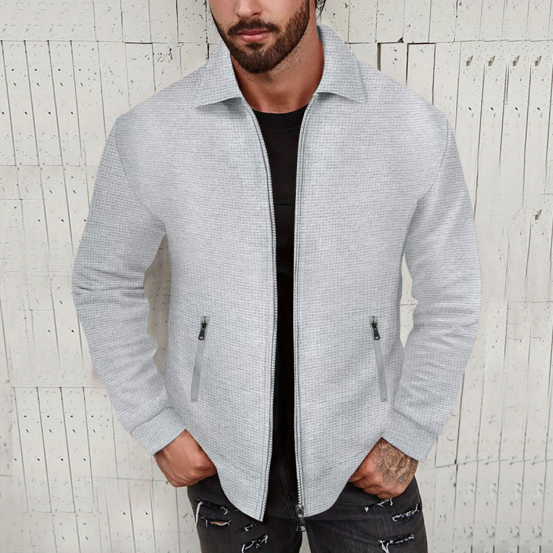 Herren modische Sweatjacke mit strukturierter Oberfläche und praktischen Reißverschlusstaschen Heidi-Mode