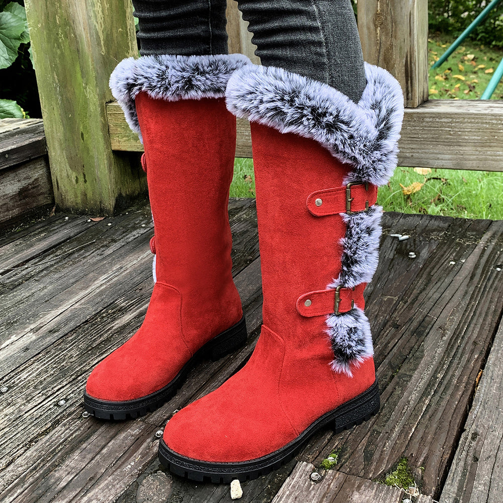 Damen Winterstiefel mit kuscheligem Kunstfellkragen und rutschfester Sohle Heidi-Mode