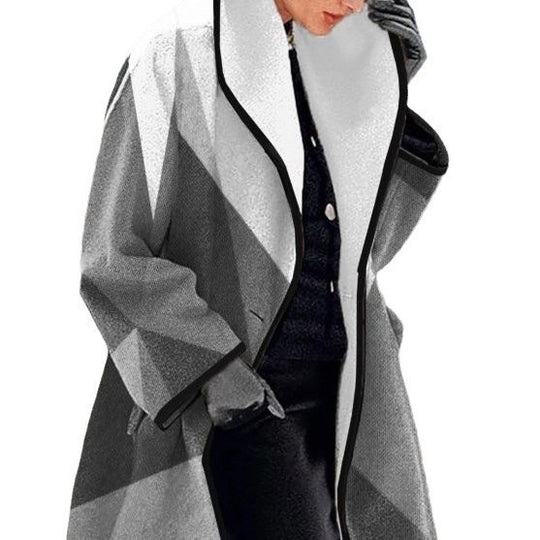 Damen Modischer Oversized Mantel mit geometrischem Design Heidi-Mode
