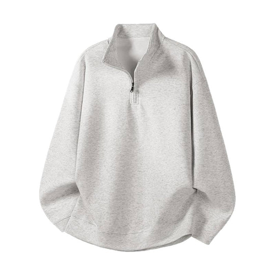 Damen Oversized Fleecepullover mit halb offenem Kragen Heidi-Mode