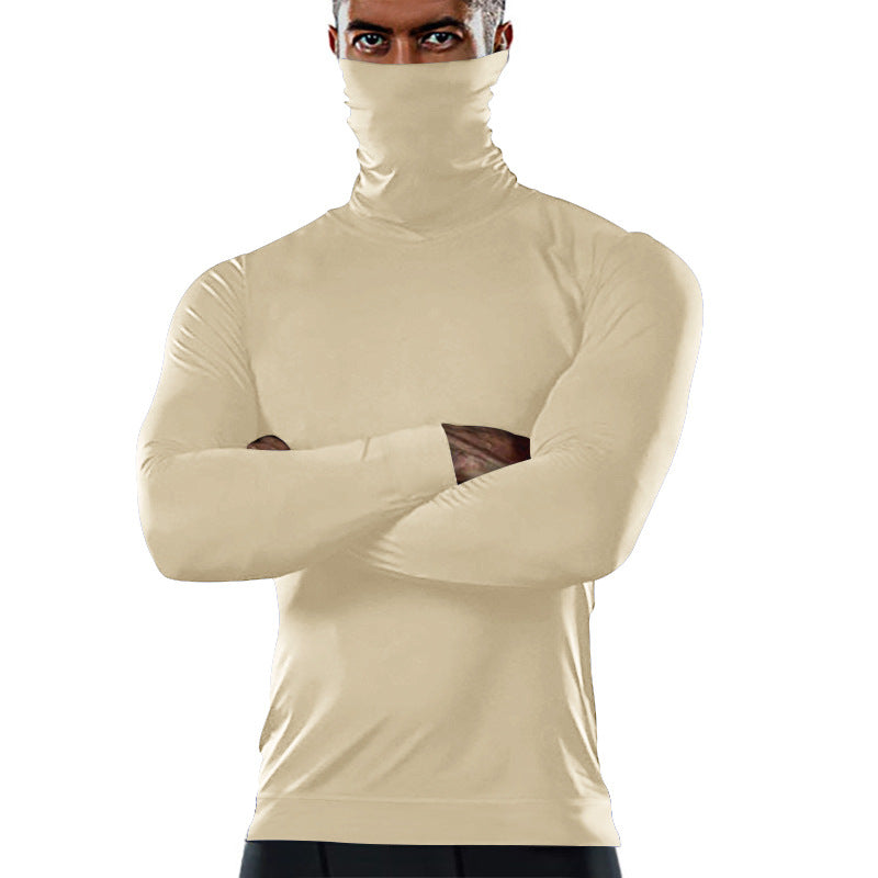Herren funktionales Langarmshirt mit hohem Kragen und feuchtigkeitsregulierendem Material Heidi-Mode