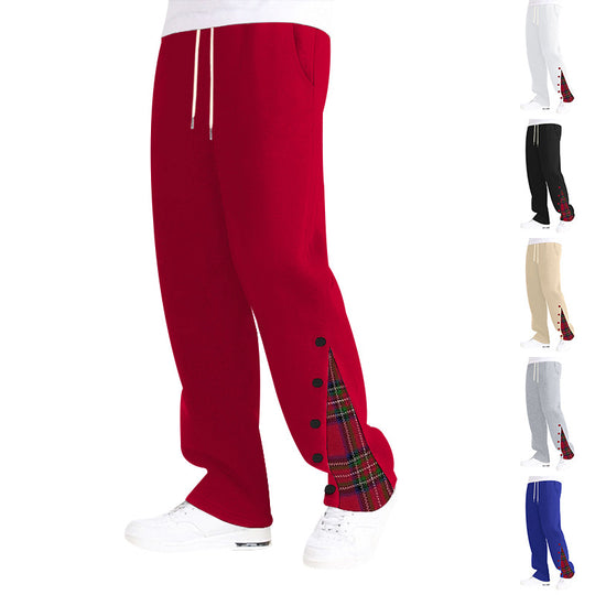 Herren bequeme Freizeithose mit seitlichen Knopfdetails und Karomuster Heidi-Mode