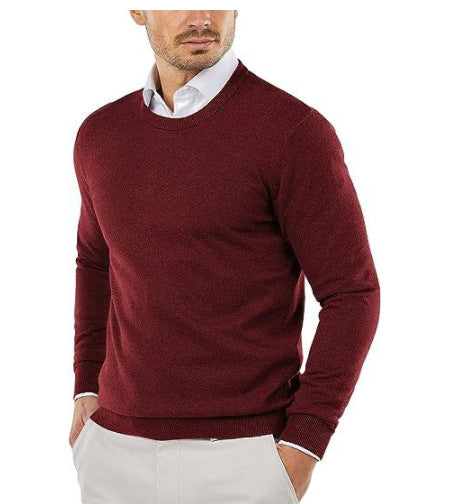 Herren eleganter Rundhals-Pullover aus feiner Baumwolle Heidi-Mode