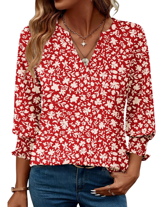 Damen modische Bluse mit verspieltem Paisleymuster und Rüschendetails Heidi-Mode