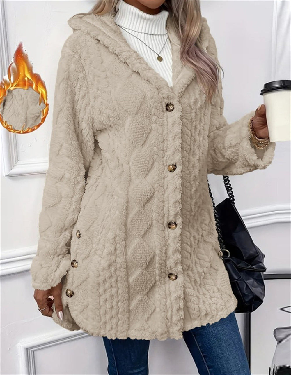 Damen Kuschelige Oversized Jacke Heidi-Mode