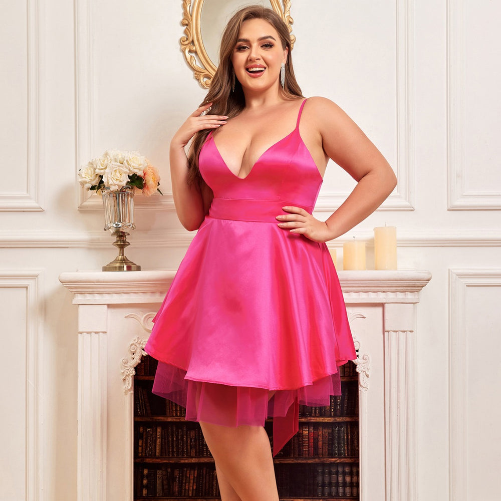 Damen Abendkleid mit tiefem V-Ausschnitt und schwingendem Tüllrock Heidi-Mode
