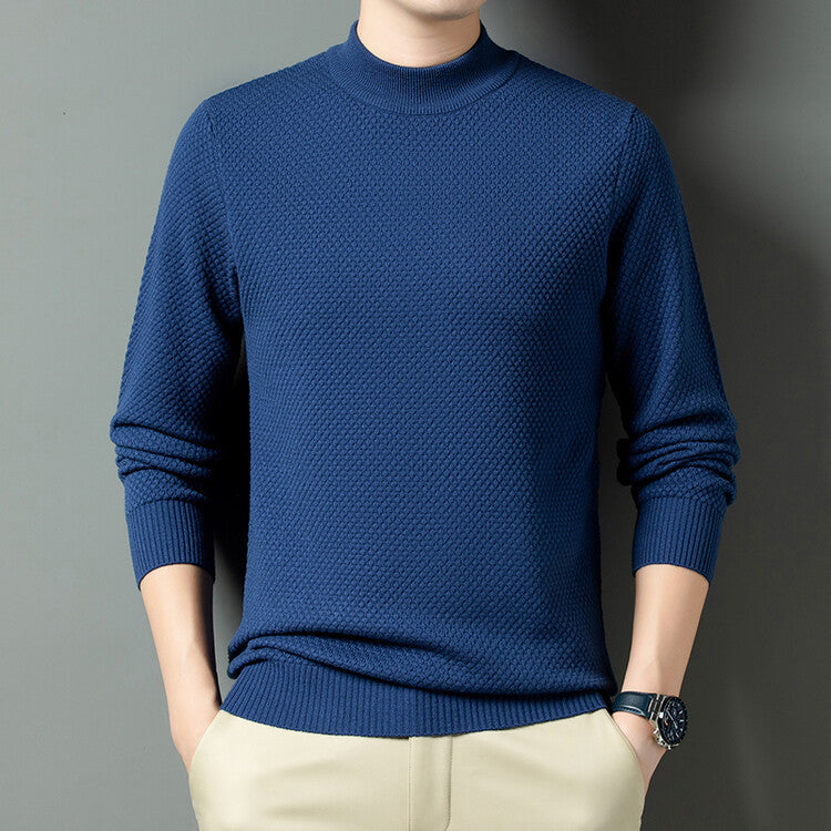 Herren Strukturierter Rollkragenpullover aus hochwertiger Baumwolle Heidi-Mode