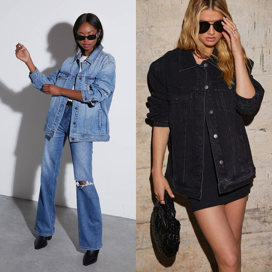 Damen Modische Oversized Jeansjacke mit lässigem Schnitt Heidi-Mode