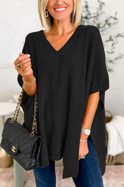 Damen Oversized V-Ausschnitt Tunika Heidi-Mode