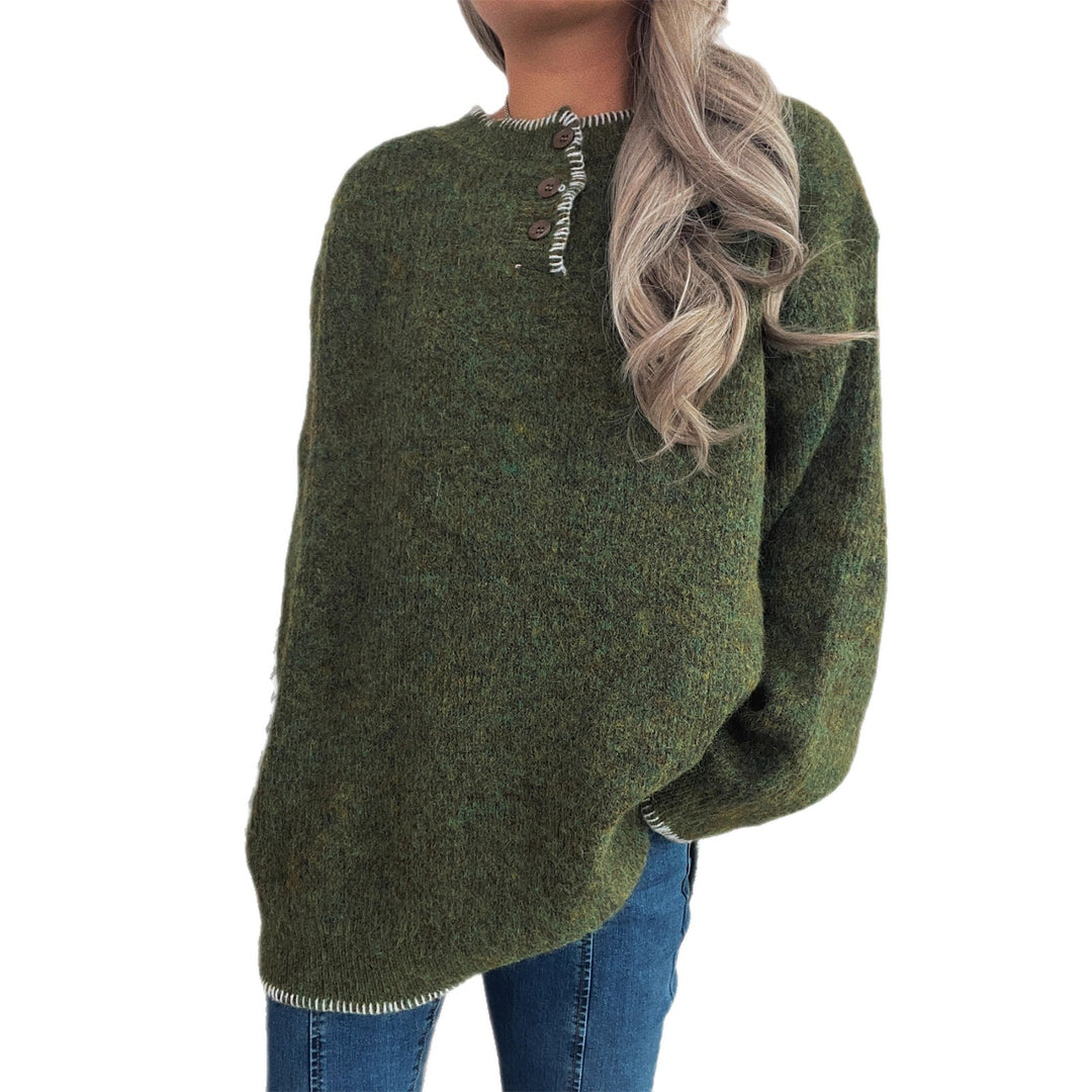 Damen Oversize Strickpullover mit Knopfleiste Heidi-Mode