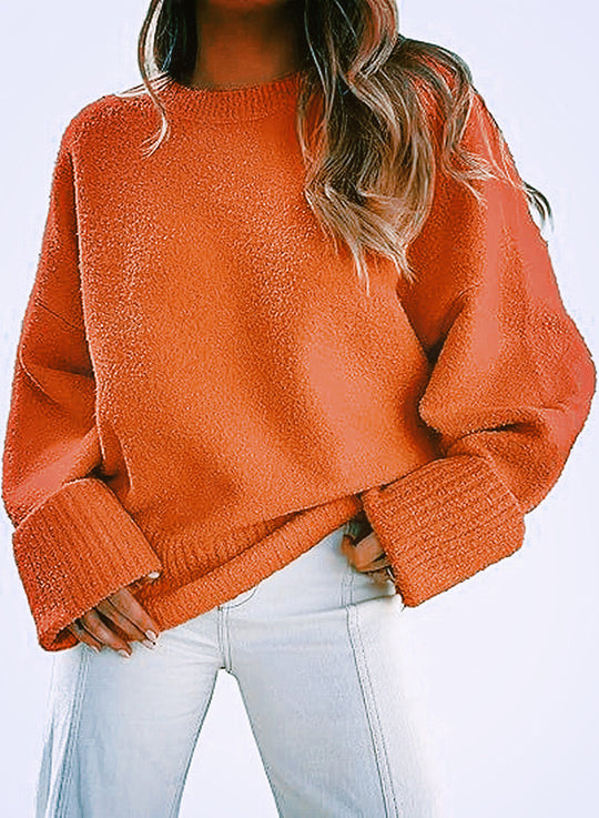 Damen Flauschiger Oversized Pullover mit breiten Bündchen Heidi-Mode