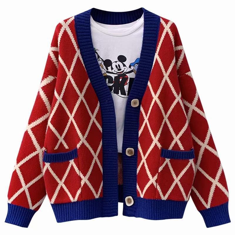 Damen Grobstrickcardigan mit Karomuster Heidi-Mode