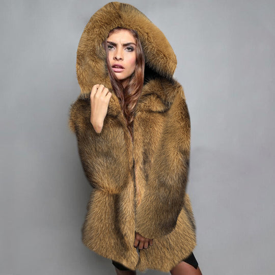 Damen Luxus Kunstfellmantel Heidi-Mode