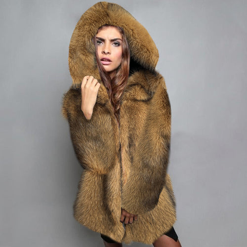 Damen Luxus Kunstfellmantel Heidi-Mode