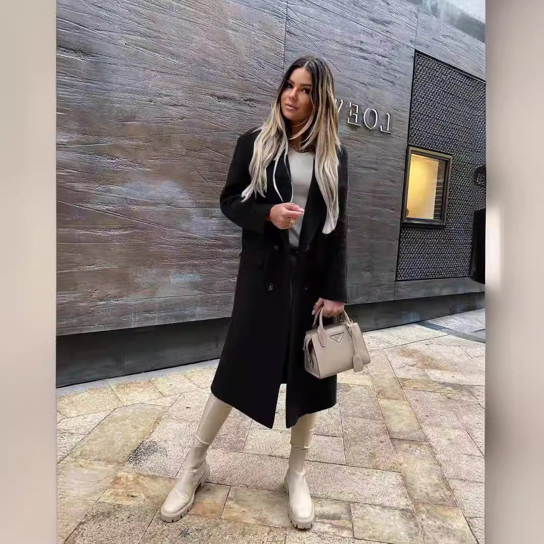 Damen Eleganter und zeitloser Wool Coat mit Doppelreiher Heidi-Mode