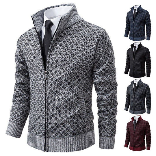Herren stilvolle Strickjacke mit hochwertigem Zipper Heidi-Mode