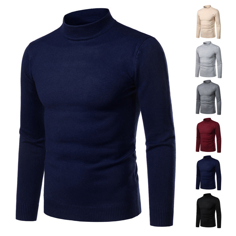 Herren warme Rollkragenpullover aus feinem Strickmaterial Heidi-Mode