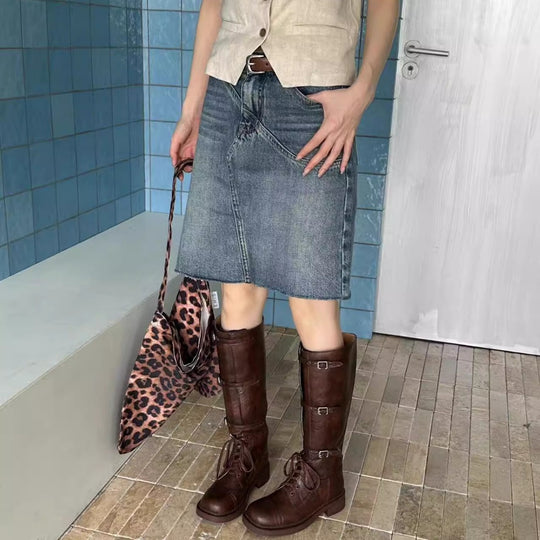 Damen Stiefel im robusten Design mit verstellbaren Schnallen und rutschfester Sohle Heidi-Mode