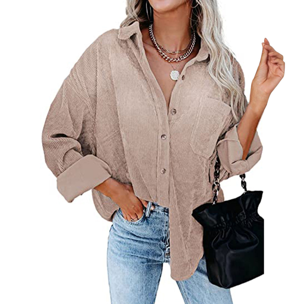 Damen Übergroße Kordbluse Heidi-Mode