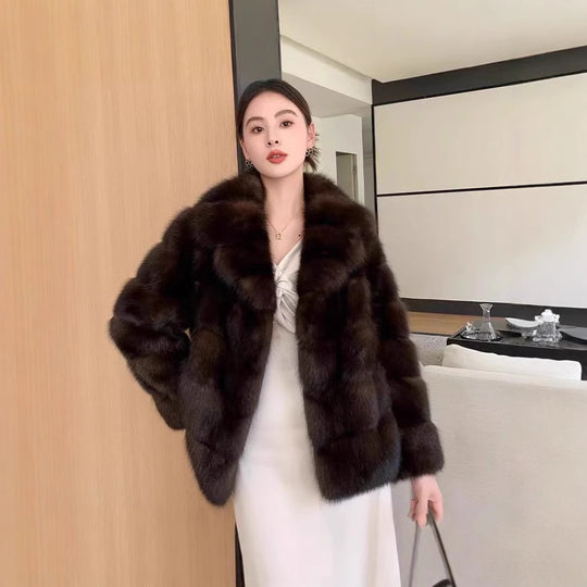 Damen luxuriöse und warme Kunstpelzjacke Heidi-Mode