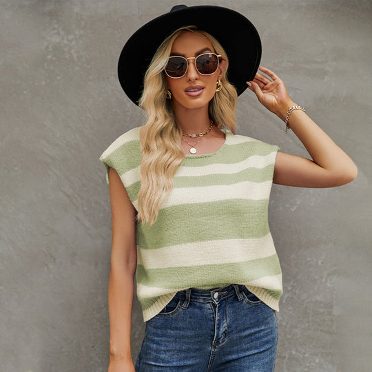 Heidi-Mode | Damen Kurzarmpullover mit Dicken Streifen